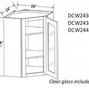 SLG - Diaganol Corner Wall Cabinetw/ Glass Door (finished interior)