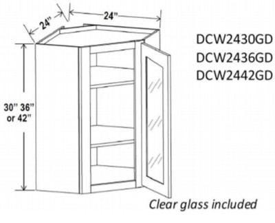 Diaganol Corner Wall Cabinetw Glass Door SG - Diaganol Corner Wall Cabinetw/ Glass Door (finished interior)